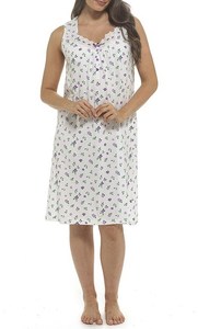 Chemise de nuit en coton à manches courtes pour femme avec bordure en broderie anglaise - Product Image 1