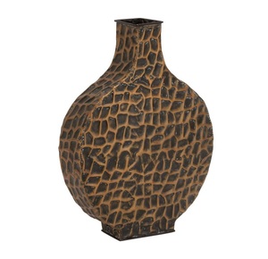 Jarrón de Metal Texturizado Artesanal Único, Jarra Decorativa de Bronce de Lujo Nórdico, Recipiente Floral de Hierro Repujado para Decoración del Hogar Contemporánea - Product Image 1