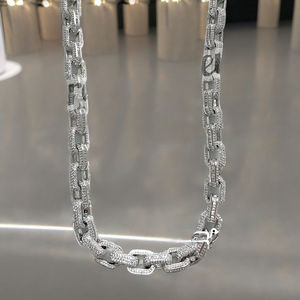 Collier chaîne cubaine en argent massif 925 avec moissanite baguette personnalisée de 12 mm, bijoux hip-hop de Shraman Diamond Rapper, pour les fêtes - Product Image 4