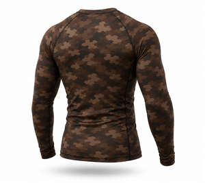 <b>Men's</b> Brown Camo <b>Compression</b> Rash Guard Long Sleeve Athletic Gym <b>Shirt</b> Fitness Training Workout Sports Base Layer Sportswear - Product Image 3