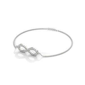 Sterling Silver Zircon <b>Infinity</b> Charm <b>Bracelet</b> Rhodium Plated Trendy for Wedding Party Gift - Product Image 3
