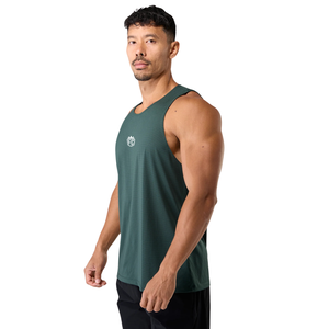 Camiseta sin mangas verde para hombre, transpirable, de malla, ajustada, para gimnasio, entrenamiento, fitness, deportes, OEM, al por mayor - Product Image 2
