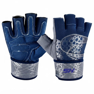 <b>Men</b> Fitness <b>Gloves</b> Breathable Polyester Fabric Half Fingers Secure Wrist Closure Comfortable Gym Training Hexagon Print <b>Gloves</b> - Product Image 1
