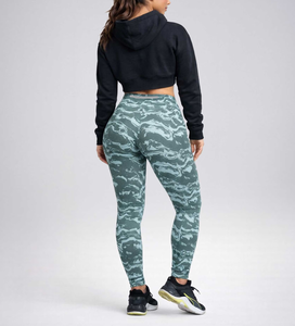 OEM Service Women's High Waist Gym Fitness <b>Set</b> Breathable Yoga Leggings & Crop Oversized Hoodie Solid Top Yoga <b>Set</b> for Women - Product Image 4