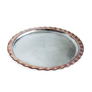 Plateau de présentation classique en cuivre martelé à la main, écologique, 34 cm (13,3 po), plateau à café pour cérémonies spéciales - Product Image 5