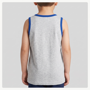 Camiseta sin mangas para niños con estampado gráfico personalizado, transpirable, serigrafiada, mezcla de algodón heather, diseño de dinosaurio americano, para el 4 de julio - Product Image 2