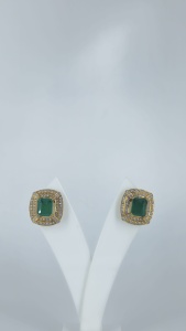 ต่างหูแฟชั่นพรีเมียม ชุบโรเดียม ประดับมรกตสีเขียว ลายดอกไม้ ต่างหูเพชร CZ สไตล์หรูหรา สำหรับผู้หญิง เหมาะสำหรับงานปาร์ตี้ ขายส่ง - Product Image 3