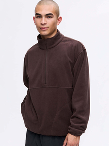 Sweat-shirt pour homme à col montant en coton, coupe ample, extensible, coupe-vent, chaud et tendance, avec fermeture éclair quart de tour, prix de gros - Product Image 1