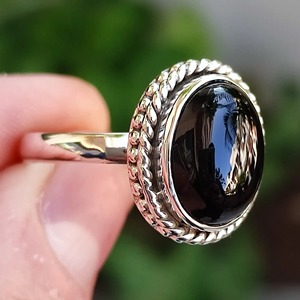 Black Onyx <b>Ring</b> 925 Sterling <b>Silver</b> Handmade Boho <b>Statement</b> Promise <b>Ring</b> for Women Natural Oval Black Onyx <b>Ring</b> July Birthstone - Product Image 5