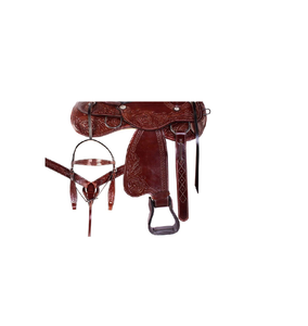 Silla de montar tipo barril de cuero occidental ligera, cómoda y suave, hecha con grabado floral hecho a mano, conjunto de equipo para caballo - Product Image 3