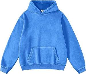 Sudadera con Capucha Unisex Extra Grande, Azul Sólido, Felpa, Casual, con Bolsillo Frontal, Corte Regular, 100% Algodón, Bordada, Primavera - Product Image 5