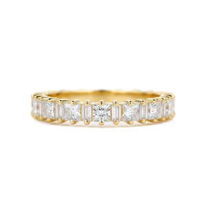 IGI Certified DEF Color VS VVS Clarity New Arrival Stainless Steel 18K Solid Gold Princess & Baguette Lab Created Diamond Ring - Product Image 1