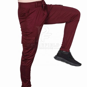 Pantalones Cargo Color Granate para Hombre, Cintura Alta, Múltiples Bolsillos, Estilo Casual, 100% Algodón, Tela de Lona, Ecológicos, Transpirables, para Verano - Product Image 4