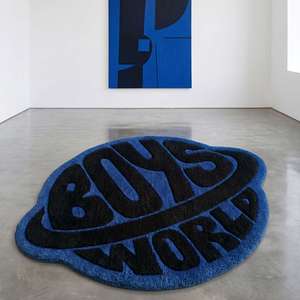 Alfombra de Lana Antideslizante con Diseño Geométrico, Hecha a Mano, para Niños, Color Azul, para Sala de Estar, Dormitorio o Habitación Infantil - Product Image 4