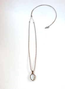 Collier pendentif macramé en pierre de lune arc-en-ciel fait main, cordon marron, pierre de lune naturelle, bijoux bohèmes en cristal de guérison pour femmes - Product Image 5
