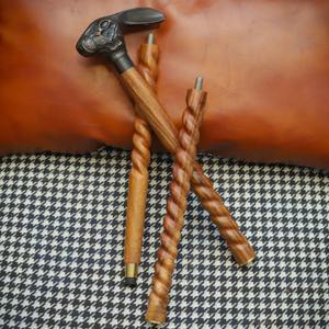 Bastón Antiguo de Latón con Cabeza de Conejo, Hecho a Mano, con Espiral de Madera, Tienda Sunrise Wood, Bastón Antiguo con Cabeza de Conejo de Madera para Hombres y Mujeres - Product Image 4