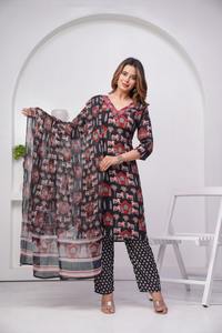 Rayon Printed 3 Piece Set for Women with Beautiful Embroidery Work Stylish Ethnic Wear Wholesale - Product Image 3