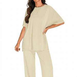 Women's Casual Eco-friendly Lightweight 2-piece Co-ord <b>Set</b> Summer Button Decoration Solid Pattern Short Sleeve Women's <b>Sets</b> - Product Image 5