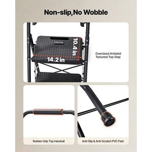 Scala Pieghevole Portatile in Acciaio a 4 Gradini con Pedana Antiscivolo, Impugnatura Confortevole, Capacità 600 Libbre, Ampio Vano Porta Attrezzi per Uso Domestico e Ufficio - Product Image 3