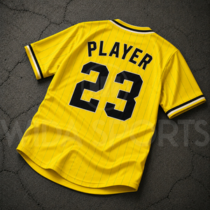 Maillot de baseball jaune personnalisé unisexe à manches courtes col en V rayé 100% polyester respirant uniformes d'équipe Wida Sports - Product Image 5