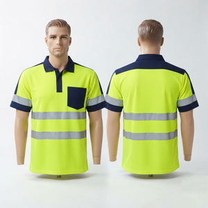 เสื้อโปโลทำงานนิรภัย โพลีเอสเตอร์พรีเมียม 180 GSM สีเหลืองสะท้อนแสงแบบเรืองแสง พร้อมแถบสะท้อนแสงและโลโก้สั่งทำ - Product Image 5