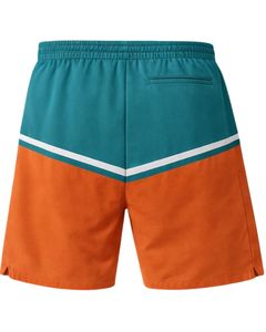 Teal And Orange Color Block <b>Mens</b> Drawstring <b>Shorts</b> Zipper Pocket Casual Summer Beach Athletic Quick Dry Comfortable <b>Shorts</b> - Product Image 2