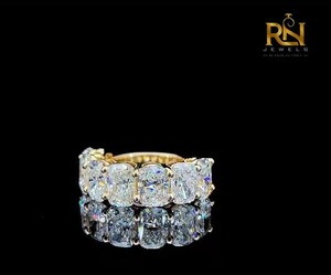 Oval Cut Lab Grown Diamond Half Eternity Band Solid Gold Shared Prong <b>Stacking</b> <b>Ring</b> Women OEM ODM Wholesale B2B Supply - Product Image 1