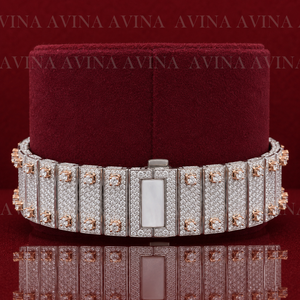 Reloj Mecánico de Lujo para Mujer con Diamantes de Moissanita Arcoíris, Estilo Hip Hop |   Reloj de Edición Limitada con Esfera Cuadrada y Acabado en Acero Inoxidable - Product Image 4