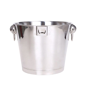 Seau à glace pour vin de taille moyenne, finition argentée, durable, brillant et poli, léger, en acier inoxydable, idéal pour les fêtes - Product Image 2