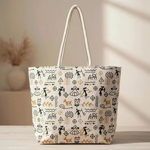Wholesale Fashion Letter Pattern <b>Medium</b> <b>Size</b> Cotton Canvas Tote <b>Bag</b> for Custom Printing Eco Friendly Reusable Shopping Carry <b>Bag</b> - Product Image 2