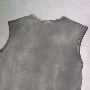 Wholesale Price Sleeveless Shirts High Quality Custom Cotton Blank Distressed T-Shirt Acid Wash Sleeveless T-Shirt Men's - Product Image 3