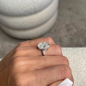 Women's Oval Cut <b>Crystal</b> Engagement Ring 925 Silver Rhodium Plated Floral Prong Setting Luxury Style - Product Image 4