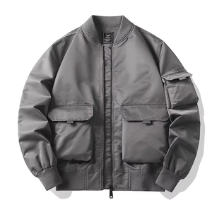 Premium Custom Logo Stylish Spring Thick Ma1 Filling Stand Collar <b>Pilot</b> <b>Jacket</b> Full Zipper Men's Cotton Winter Bomber <b>Jacket</b> - Product Image 5