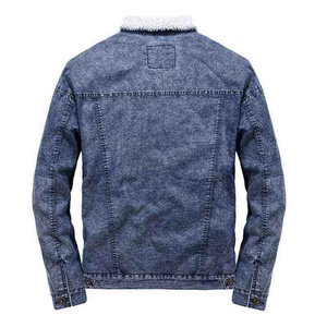 Wholesale <b>Fleece</b> <b>Lined</b> Buttoned Men's Sherpa Denim <b>Jackets</b> Custom Front Logo Breathable Winter <b>Jackets</b> For Streetwear Outerwear - Product Image 2