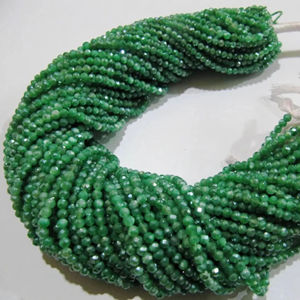 Perles de pierre de lune verte naturelle, argentées, mystiques, facettées, en forme de rondelle, 3 mm - Product Image 3