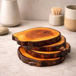 Polished Natural Wooden Coaster <b>Set</b> For Stylish <b>Beverage</b> <b>Serving</b> And Long Lasting Table Protection - Product Image 6