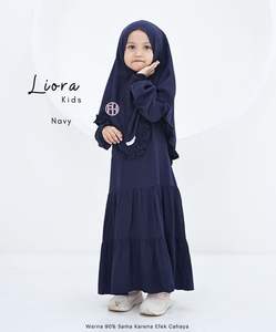 ABAYA PARA NIÑAS DE TELA DE RAYÓN TULIANO TRANSPIRABLE, LIGERA, CASUAL, CON VOLANTES Y CIERRE DE CREMALLERA, VENTA GLOBAL ODM - Product Image 3