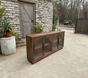 Mueble de Madera de Nogal de Lujo Vintage con Puerta de Vidrio, Almacenamiento Duradero para Sala de Estar - Product Image 3