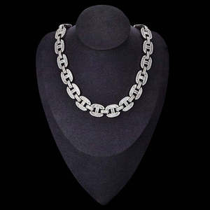 Luxury <b>Iced</b> <b>Out</b> Oval Link <b>Chain</b> Necklace VVS Moissanite Diamond Hip Hop Jewelry for Men Unisex Premium Statement Style - Product Image 1