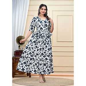 Vestido Largo Informal de Rayón Natural con Estampado Floral Elegante para Mujer, para Invierno - Product Image 6