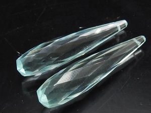 Cuentas de Cuarzo Azul Agua Facetadas en Forma de Gota Alargada de 35mm, Gemas Sueltas en Pares a Juego para Fabricación de Joyería y Pendientes, Venta al por Mayor - Product Image 6