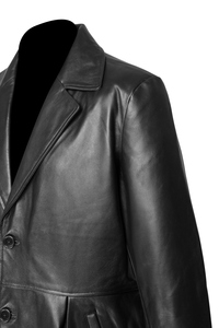 Men's Regular-Length Wool & Genuine <b>Leather</b> Breathable <b>Trench</b> <b>Coat</b> with Belt Outdoor Winter Jacket - Product Image 3