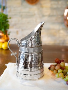 Vintage Stainless Steel Pitcher Hammered Finish 7-9.9 In Durable Party <b>Drink</b> <b>Jug</b> Metal Water <b>Jug</b> - Product Image 3