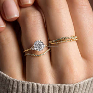 IGI/GIA Lab Grown Cut Diamond Vintage 14K Anillo de boda/compromiso amarillo Unisex Oro blanco fino para fiesta de aniversario-Worthy - Product Image 1