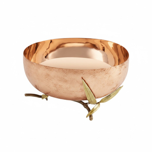 Wholesale Stainless Steel Hammered Serving Bowl With Gold Cherry Blossom Branch Handle Elegant Floral Centerpiece For Home Decor - Product Image 5