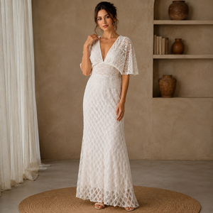 Elegant White Lace Maxi Dress Women High Neck Sleeveless Formal Evening Party Wedding Guest Bridal Reception Modern Embroidery - Product Image 2