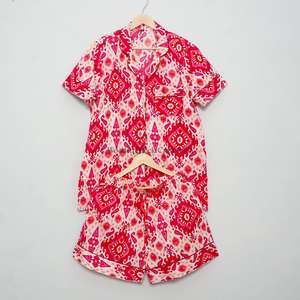 Conjunto de pijama de algodón con estampado floral romántico para mujer, de secado rápido, suave, de manga corta, con bolsillo frontal, estilo elegante, el mejor regalo de verano para mujer - Product Image 5