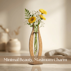 Support de vase en bois de luxe avec tubes à essai en verre, support floral fait main pour la décoration du salon, du bureau et des mariages - Product Image 2