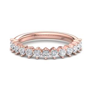 Bague de mariage semi-éternelle de luxe en or rose avec neuf diamants ronds taille brillant, sertis à griffes partagées, bijoux de mode pour femme - Product Image 4