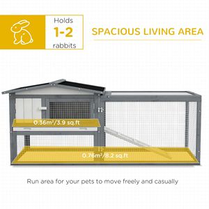 Amplia Jaula para Conejos de Exterior de 61 Pulgadas con Techo de Asfalto Blanco, Corral para Conejillos de Indias con Área de Juego y Comedero para Conejos y Porcinos - Product Image 5